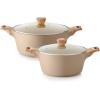 SENSARTE Ceramic Nonstick Stock Pot with Lid, 2.6/4.5/6.6/8.5 QT Soup Pot Casserole Pot, Non-toxic Healthy Pasta Pot, Large Cooking Pot Stew Pot, Induction Compatible, PFOA PFAS PTFE Free, Taupe(Ceramic Taupe)