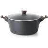 SENSARTE Ceramic Nonstick Stock Pot with Lid, 2.6/4.5/6.6/8.5 QT Soup Pot Casserole Pot, Non-toxic Healthy Pasta Pot, Large Cooking Pot Stew Pot, Induction Compatible, PFOA PFAS PTFE Free, Taupe(Classic Black)