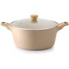 SENSARTE Ceramic Nonstick Stock Pot with Lid, 2.6/4.5/6.6/8.5 QT Soup Pot Casserole Pot, Non-toxic Healthy Pasta Pot, Large Cooking Pot Stew Pot, Induction Compatible, PFOA PFAS PTFE Free, Taupe(Ceramic Taupe)
