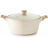 SENSARTE Ceramic Nonstick Stock Pot with Lid, 2.6/4.5/6.6/8.5 QT Soup Pot Casserole Pot, Non-toxic Healthy Pasta Pot, Large Cooking Pot Stew Pot, Induction Compatible, PFOA PFAS PTFE Free, Taupe(Ceramic White)