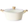 SENSARTE Ceramic Nonstick Stock Pot with Lid, 2.6/4.5/6.6/8.5 QT Soup Pot Casserole Pot, Non-toxic Healthy Pasta Pot, Large Cooking Pot Stew Pot, Induction Compatible, PFOA PFAS PTFE Free, Taupe(Ceramic White)