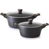 SENSARTE Ceramic Nonstick Stock Pot with Lid, 2.6/4.5/6.6/8.5 QT Soup Pot Casserole Pot, Non-toxic Healthy Pasta Pot, Large Cooking Pot Stew Pot, Induction Compatible, PFOA PFAS PTFE Free, Taupe(Classic Black)