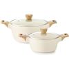 SENSARTE Ceramic Nonstick Stock Pot with Lid, 2.6/4.5/6.6/8.5 QT Soup Pot Casserole Pot, Non-toxic Healthy Pasta Pot, Large Cooking Pot Stew Pot, Induction Compatible, PFOA PFAS PTFE Free, Taupe(Ceramic White)