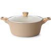 SENSARTE Ceramic Nonstick Stock Pot with Lid, 2.6/4.5/6.6/8.5 QT Soup Pot Casserole Pot, Non-toxic Healthy Pasta Pot, Large Cooking Pot Stew Pot, Induction Compatible, PFOA PFAS PTFE Free, Taupe(Ceramic Taupe)