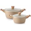 SENSARTE Ceramic Nonstick Stock Pot with Lid, 2.6/4.5/6.6/8.5 QT Soup Pot Casserole Pot, Non-toxic Healthy Pasta Pot, Large Cooking Pot Stew Pot, Induction Compatible, PFOA PFAS PTFE Free, Taupe(Ceramic Taupe)
