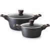 SENSARTE Ceramic Nonstick Stock Pot with Lid, 2.6/4.5/6.6/8.5 QT Soup Pot Casserole Pot, Non-toxic Healthy Pasta Pot, Large Cooking Pot Stew Pot, Induction Compatible, PFOA PFAS PTFE Free, Taupe(Classic Black)