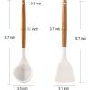 SENSARTE Kitchen Utensils 2-Piece, Silicone Cooking Utensils, Silicone Spatula and Ladle with Wooden Handle, Taupe(White)
