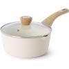 SENSARTE Nonstick Sauce Pan with Lid, 1.5QT Small Sauce Pot, Stay-cool Handle, Multipurpose Handy Little Saucepan, Induction Capable, PFOA Free, White(Ceramic White)