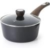 SENSARTE Nonstick Sauce Pan with Lid, 1.5QT Small Sauce Pot, Stay-cool Handle, Multipurpose Handy Little Saucepan, Induction Capable, PFOA Free, White(Classic Black)