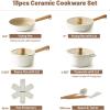 SENSARTE Pots and Pans Set Nonstick Cookware Set Kitchen Cooking Set Non-stick, Dishwasher & Oven Safe, Induction Compatible, Free of Intentionally Added PFOA/PFOS, 13pcs, Black(Cream Ceramic)