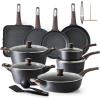 SENSARTE Ceramic Cookware Sets, Pots and Pans Set Non stick, Non toxic Healthy Induction Cookware, 26 Pcs Nonstick Kitchen Cooking Set, w/Frying Pans Set, Saucepans Set(Classic Black)