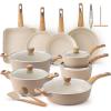SENSARTE Ceramic Cookware Sets, Pots and Pans Set Non stick, Non toxic Healthy Induction Cookware, 26 Pcs Nonstick Kitchen Cooking Set, w/Frying Pans Set, Saucepans Set(Ceramic Taupe)