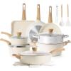 SENSARTE Ceramic Cookware Sets, Pots and Pans Set Nonstick, 20-Piece Induction Cookware, Non-toxic Healthy Non Stick Kitchen Cooking Set with Stay-Cool Handles, PFAS PTFE PFOA PFOS Free(Ceramic White)