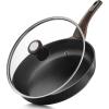 SENSARTE Ceramic Nonstick Frying Pan Skillet with Lid 8inch Non Stick Pan Omelet Pans, Non-toxic Healthy Kitchen Cooking Chef’s Pan, Free of Intentionally Added PFAS/PTFE, Induction Compatible, Taupe(Dark Black)