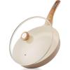 SENSARTE Ceramic Nonstick Frying Pan Skillet with Lid 8inch Non Stick Pan Omelet Pans, Non-toxic Healthy Kitchen Cooking Chef’s Pan, Free of Intentionally Added PFAS/PTFE, Induction Compatible, Taupe(Ceramic Taupe)