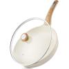 SENSARTE Ceramic Nonstick Frying Pan Skillet with Lid 8inch Non Stick Pan Omelet Pans, Non-toxic Healthy Kitchen Cooking Chef’s Pan, Free of Intentionally Added PFAS/PTFE, Induction Compatible, Taupe(Ceramic White)
