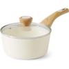 SENSARTE Ceramic Nonstick Sauce Pan with Lid, 1.5 Quart Small Saucepan, White Cooking Pot with Stay Cool Handle, Non toxic Kitchen Sauce Pot, Non stick Saucier Pan, Induction Pot, PFOA PTFE PFAS Free(Ceramic White)