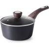 SENSARTE Ceramic Nonstick Sauce Pan with Lid, 1.5 Quart Small Saucepan, White Cooking Pot with Stay Cool Handle, Non toxic Kitchen Sauce Pot, Non stick Saucier Pan, Induction Pot, PFOA PTFE PFAS Free(Classic Black)