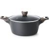 SENSARTE Ceramic Nonstick Stock Pot with Lid, 2.6/4.5/6.6/8.5 QT Soup Pot Casserole Pot, Non-toxic Healthy Pasta Pot, Large Cooking Pot Stew Pot, Induction Compatible, PFOA PFAS PTFE Free, Taupe(Classic Black)