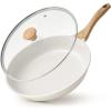 SENSARTE Nonstick Ceramic Frying Pan with Lid 8/9.5/10/11/12.5 Inch Omelet Pan Skillet, Free of Intentionally Added PFAS/PTFE Non-toxic Chef’s Pan Induction Compatible Pan, Heat Resistant Handle(White Ceramic)
