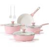 SENSARTE Nonstick Cookware Set 13-Piece, Healthy Pots and Pans Set Kitchen Cooking Set with Stay-Cool Handles, Silicone Utensils and Pot Protectors, PFOA Free(Sakura Pink)