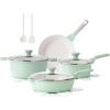 SENSARTE Nonstick Cookware Set 13-Piece, Healthy Pots and Pans Set Kitchen Cooking Set with Stay-Cool Handles, Silicone Utensils and Pot Protectors, PFOA Free(Mint Green)