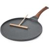 SENSARTE Nonstick Crepe Pan, Swiss Granite Coating Dosa Pan Pancake Flat Skillet Tawa Griddle 10-Inch with Stay-Cool Handle, Induction Compatible(Gray)