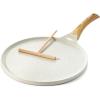 SENSARTE Nonstick Crepe Pan, Swiss Granite Coating Dosa Pan Pancake Flat Skillet Tawa Griddle 10-Inch with Stay-Cool Handle, Induction Compatible(White)