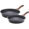 SENSARTE Nonstick Frying Pan Skillet, Swiss Granite Coating Omelette Pan, Healthy Stone Cookware Chef’s Pan, PFOA Free (9.5+11 Inch)
