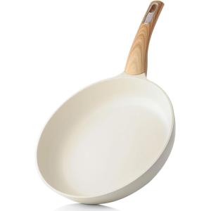 SENSARTE Ceramic Nonstick Frying Pan Small Skillet 8/9.5/11/12.5Inch Non Stick Omelet Pan, Non-toxic Kitchen Cooking Chef’s Pan, Free of Intentionally Added PFOA/PFAS/PTFE, Induction Compatible, White(Ceramic White)