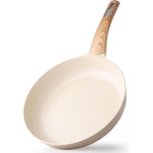 SENSARTE Ceramic Nonstick Frying Pan Small Skillet 8/9.5/11/12.5Inch Non Stick Omelet Pan, Non-toxic Kitchen Cooking Chef’s Pan, Free of Intentionally Added PFOA/PFAS/PTFE, Induction Compatible, White(Ceramic Taupe)