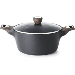 SENSARTE Ceramic Nonstick Stock Pot with Lid, 2.6/4.5/6.6/8.5 QT Soup Pot Casserole Pot, Non-toxic Healthy Pasta Pot, Large Cooking Pot Stew Pot, Induction Compatible, PFOA PFAS PTFE Free, Taupe(Classic Black)
