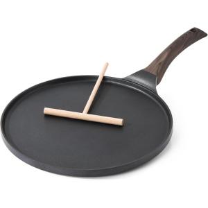 SENSARTE Nonstick Crepe Pan, Swiss Granite Coating Dosa Pan Pancake Flat Skillet Tawa Griddle 10-Inch with Stay-Cool Handle, Induction Compatible(Black)