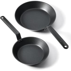 SENSARTE Nonstick Frying Pan Set 2-Piece, Oven Safe Skillets with Swiss Coating, Induction Compatible Chef Pan Set, Dishwasher Safe Cooking Pans, PFOA PFOS Free, 8 and 10 Inch(Black)