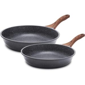 SENSARTE Nonstick Frying Pan Skillet, Swiss Granite Coating Omelette Pan, Healthy Stone Cookware Chef’s Pan, PFOA Free (9.5+11 Inch)