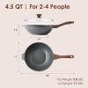 SENSARTE Ceramic Nonstick Wok with Lid, 11 Inch Non Toxic Stir-fry Pan Induction Cookware, Deep Frying Pan Skillet with Stay-Cool Handles, PFAS/PTFE/PFOA Free(Gray)