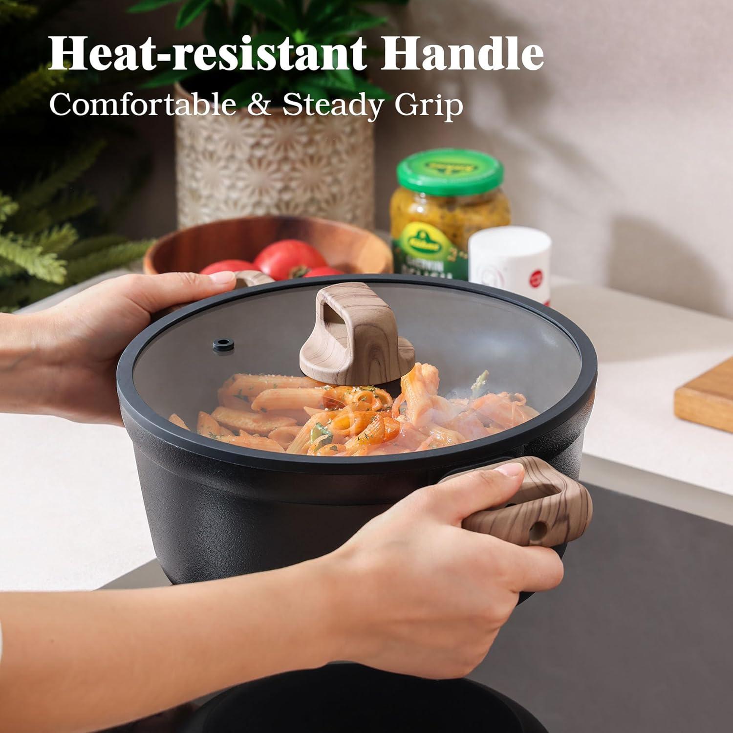 image:imageSENSARTE 20Pcs Nonstick Pots and Pans Set Black Titanium Non Stick Cookware Set Healthy Kitchen Cooking Set Induction Compatible Dishwasher Safe PFOAPFOS FreeMidnight Black