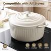 SENSARTE Enameled Cast Iron Dutch Oven 6.5 Quart Nonstick Casserole Cooking Pot with Lid Dual Handles Non-toxic Cooking Pot for Baking, Stews, Braising, Roasting, Oven Safe up to 500°F, Stovetop Compatible(Moonlight White)