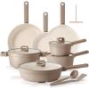 SENSARTE 20Pcs Nonstick Pots and Pans Set, Black Titanium Non Stick Cookware Set, Healthy Kitchen Cooking Set, Induction Compatible, Dishwasher Safe, PFOA/PFOS Free(Misty Taupe)