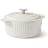 SENSARTE Enameled Cast Iron Dutch Oven 6.5 Quart Nonstick Casserole Cooking Pot with Lid Dual Handles Non-toxic Cooking Pot for Baking, Stews, Braising, Roasting, Oven Safe up to 500°F, Stovetop Compatible(Moonlight White)
