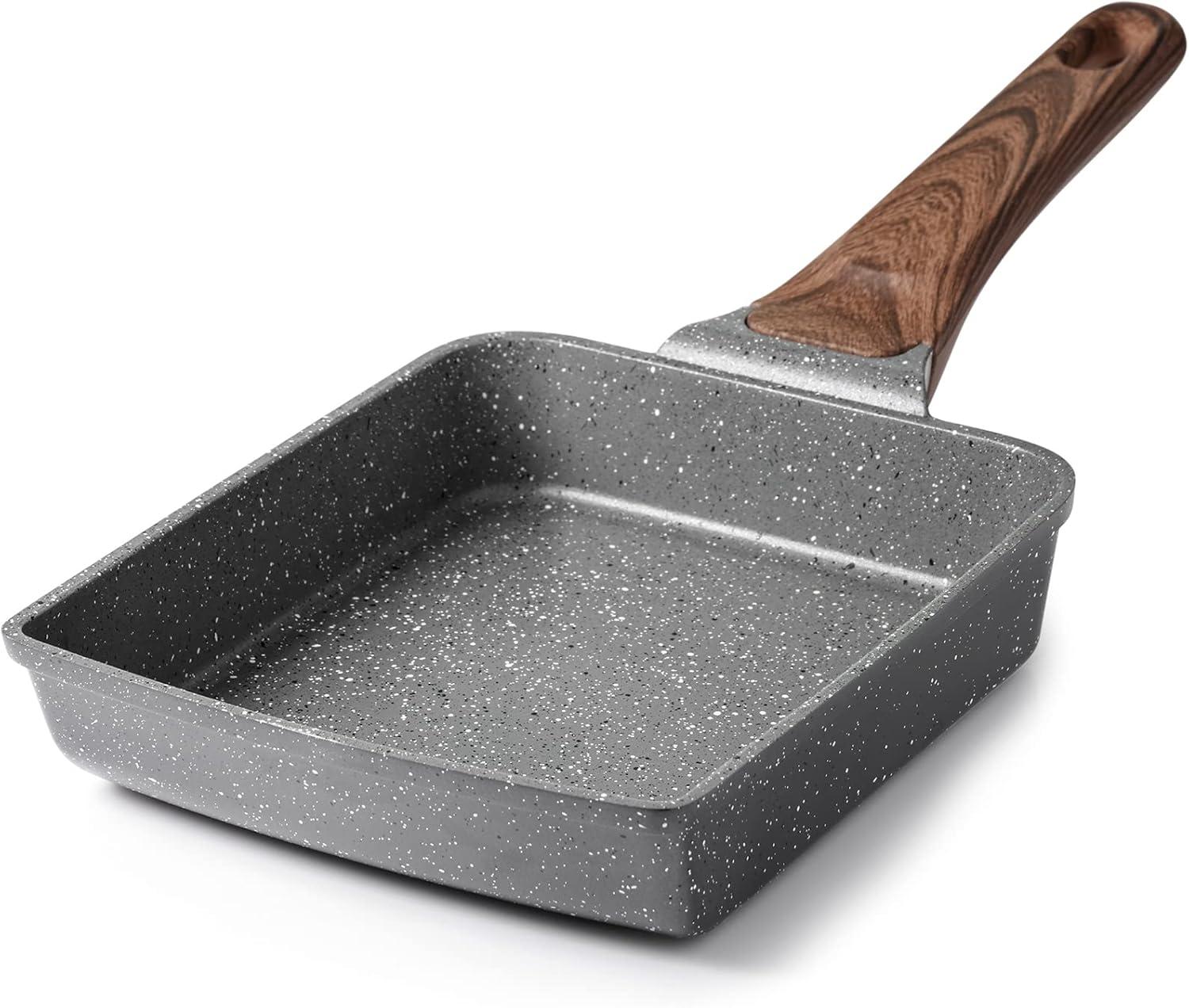 image:imageSENSARTE Japanese Omelette Pan Tamagoyaki Egg Pan Nonstick Frying Pan with Spatula Healthy Granite Cookware PFOS amp PFOA Free 6 x 7 GreyGranite Gray