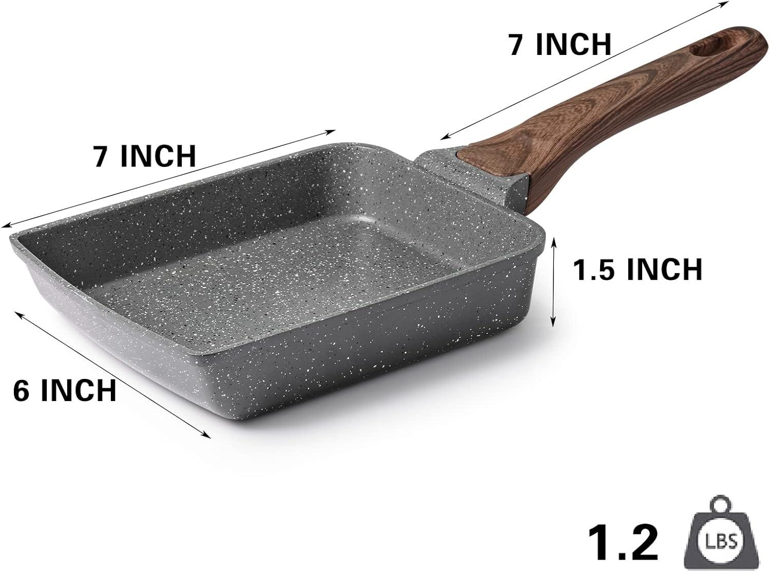 image:imageSENSARTE Japanese Omelette Pan Tamagoyaki Egg Pan Nonstick Frying Pan with Spatula Healthy Granite Cookware PFOS amp PFOA Free 6 x 7 GreyGranite Gray