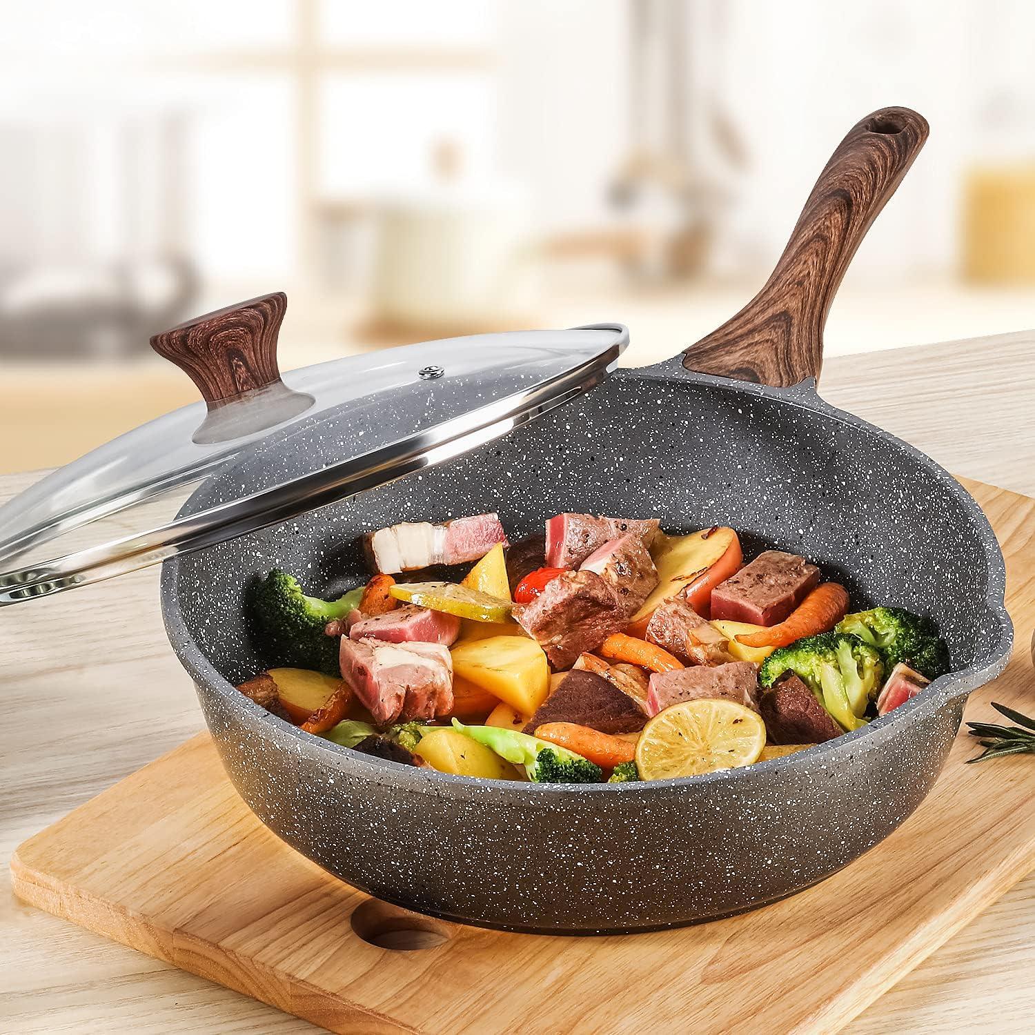 image:imageSENSARTE Frying Pan Bakelite Handle Repalcement Only Compatible Classic Granite Series Frying Pans 951011125Inch and Saute PansDark Brown