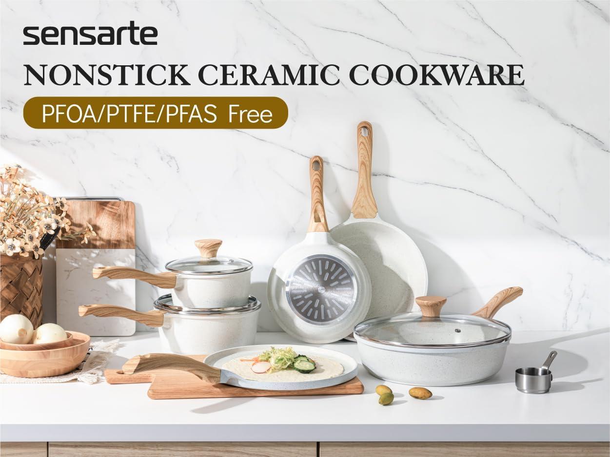 image:imageSENSARTE Frying Pan Bakelite Handle Repalcement Only Compatible Classic Granite Series Frying Pans 951011125Inch and Saute PansNatural