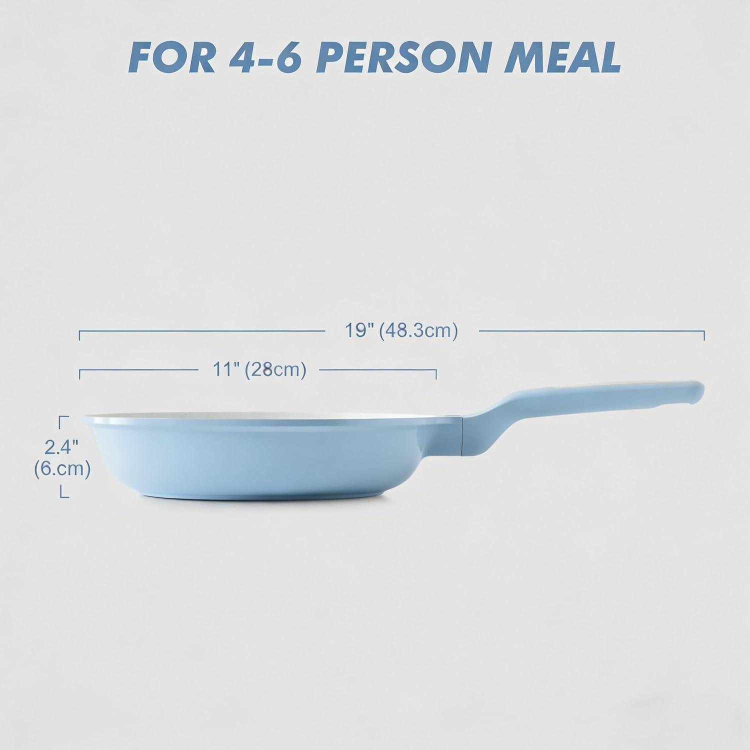 image:imageSENSARTE Nonstick Ceramic Frying Pan Skillet 95 Inch Omelet Pan Healthy Non Toxic Chef Pan Induction Compatible Egg Pan with Heat Resistant Handle PFASFreeGlacer Blue