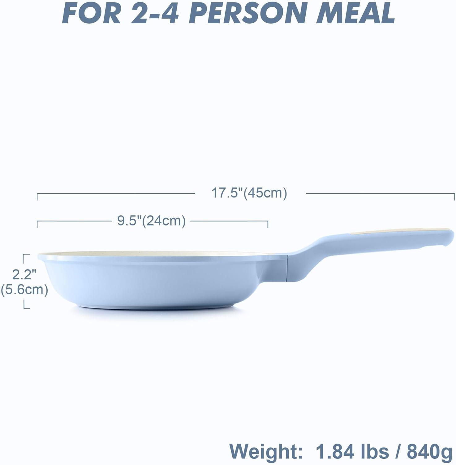 image:imageSENSARTE Nonstick Ceramic Frying Pan Skillet 95 Inch Omelet Pan Healthy Non Toxic Chef Pan Induction Compatible Egg Pan with Heat Resistant Handle PFASFreeGlacer Blue