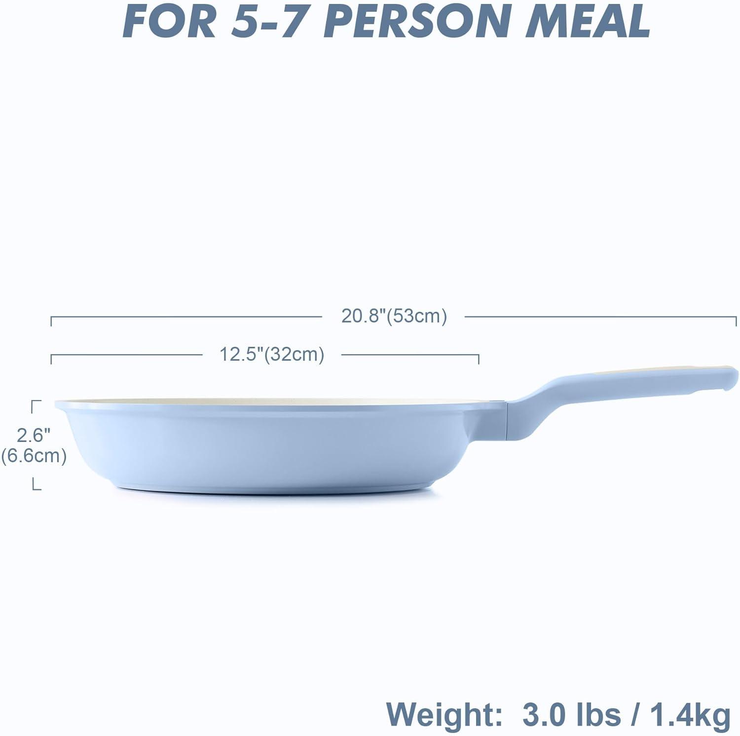 image:imageSENSARTE Nonstick Ceramic Frying Pan Skillet 95 Inch Omelet Pan Healthy Non Toxic Chef Pan Induction Compatible Egg Pan with Heat Resistant Handle PFASFreeGlacer Blue