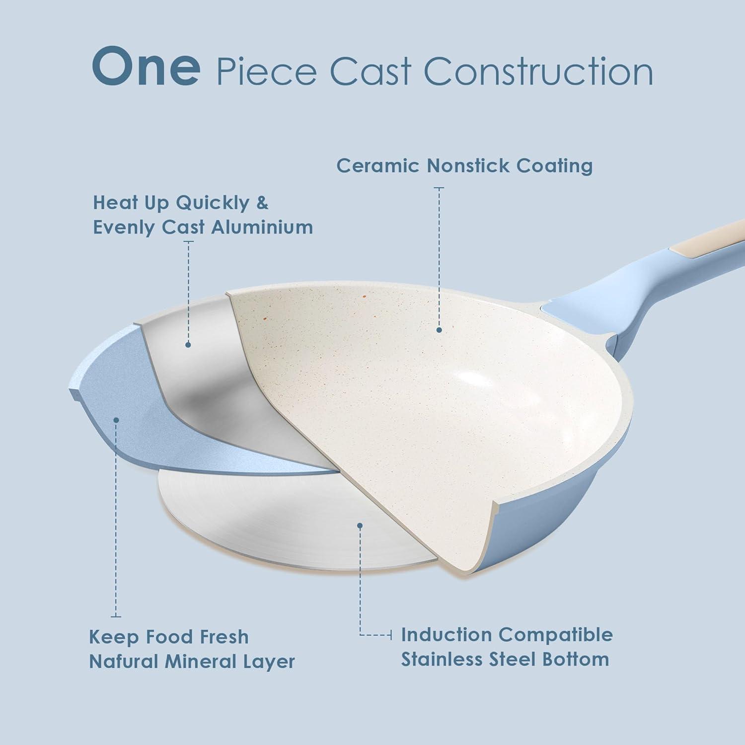 image:imageSENSARTE Nonstick Ceramic Frying Pan Skillet 95 Inch Omelet Pan Healthy Non Toxic Chef Pan Induction Compatible Egg Pan with Heat Resistant Handle PFASFreeGlacer Blue