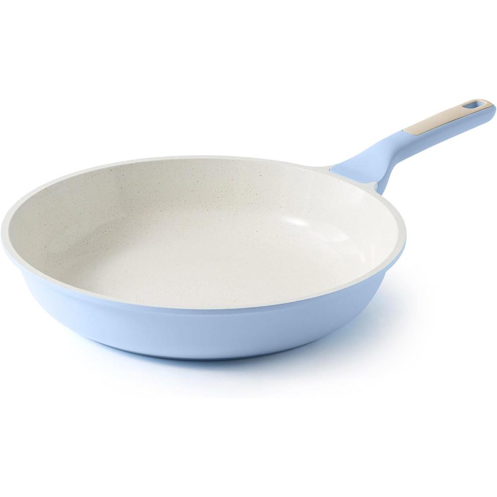 image:imageSENSARTE Nonstick Ceramic Frying Pan Skillet 95 Inch Omelet Pan Healthy Non Toxic Chef Pan Induction Compatible Egg Pan with Heat Resistant Handle PFASFreeGlacer Blue