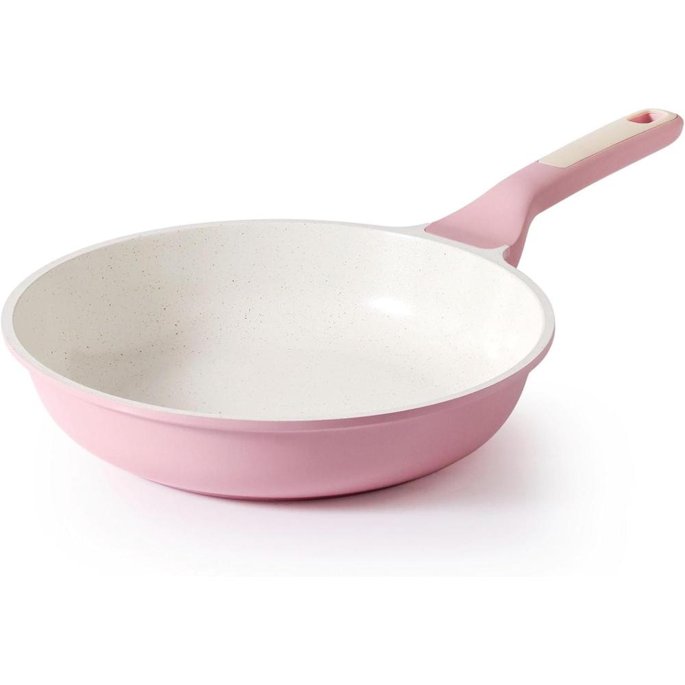 image:imageSENSARTE Nonstick Ceramic Frying Pan Skillet 95 Inch Omelet Pan Healthy Non Toxic Chef Pan Induction Compatible Egg Pan with Heat Resistant Handle PFASFreeSakura Pink